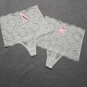 Lot Of 2 NWT Victoria's Secret Women Underwear lace High-waist Thong Size S Mint